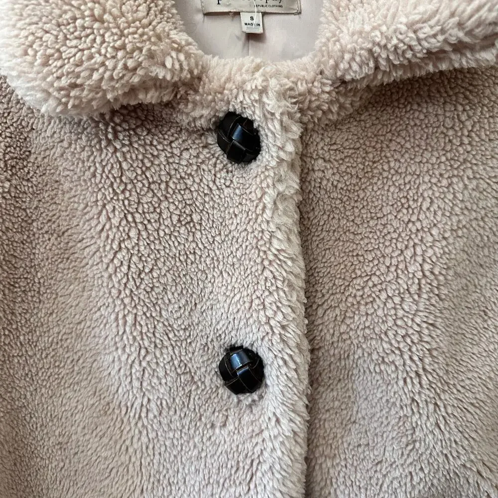 Philosophy Fuzzy‎ Coat Jacket Womens Small Faux Fur Button Up Pink